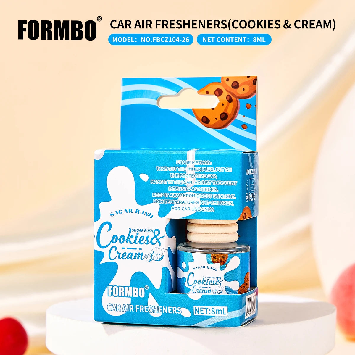 Car Air Freshener Hanging Perfume Bottle Cookies & Cream Cherry Luxe Dreamy Treats Scent Auto Rearview Mirror Pendant Deodorant