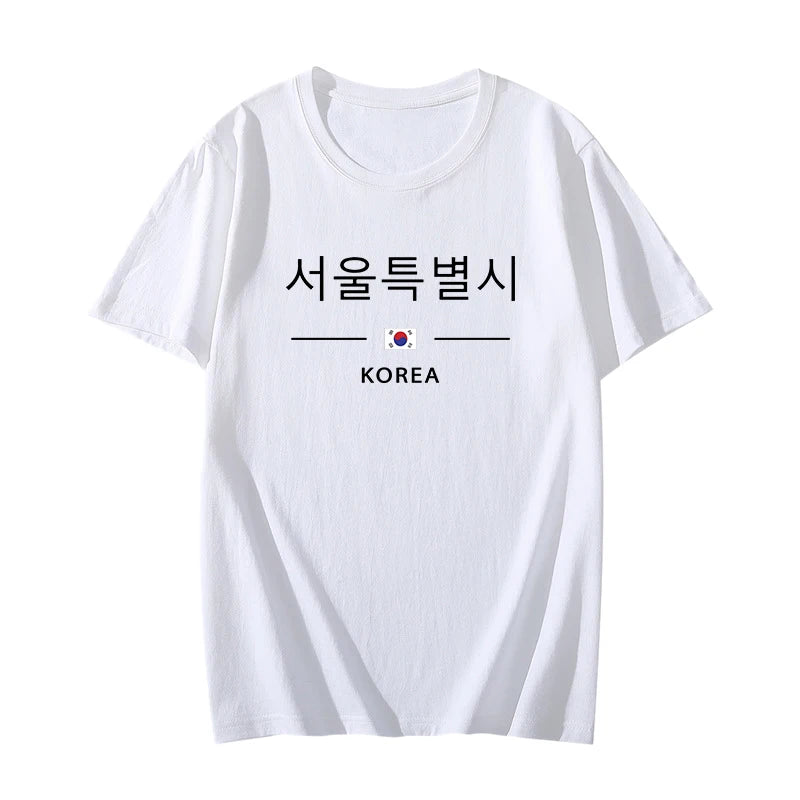Korea Seoul Printed T-shirt High Quality Spring Summer Casual Fashion Round Neck Top Male Home Outdoor Comfortable Short Sleeved