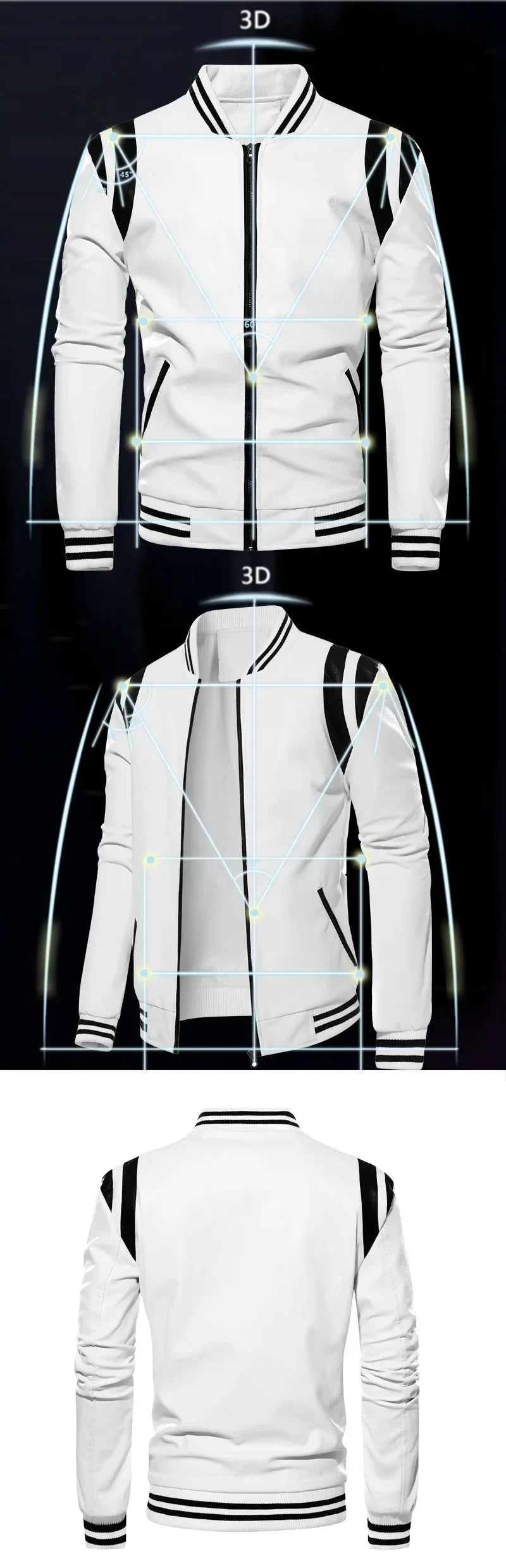Motorcycle Men Leather Jacket Patchwork Biker Coat Motorcycle Jackets Mens Winter Casual Fleece Warm Coats Stripe Loose Outwear