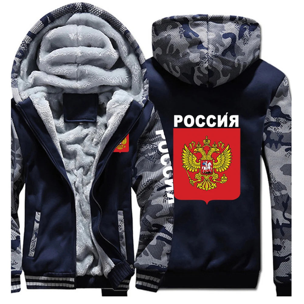 2025 Russia Badge Jacket Autumn And Winter Man's Cold Resistant Mountaineering Clothing Coat Russian Flag Logo Print Hoodies