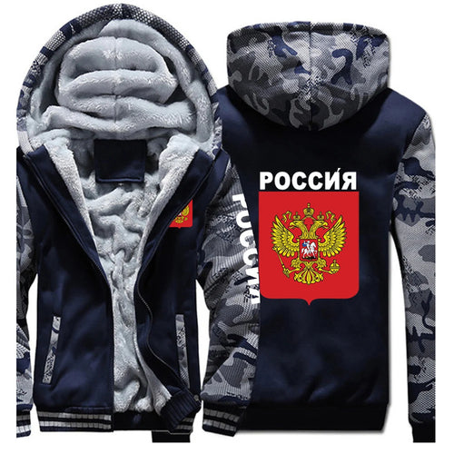 2025 Russia Badge Jacket Autumn And Winter Man's Cold Resistant Mountaineering Clothing Coat Russian Flag Logo Print Hoodies