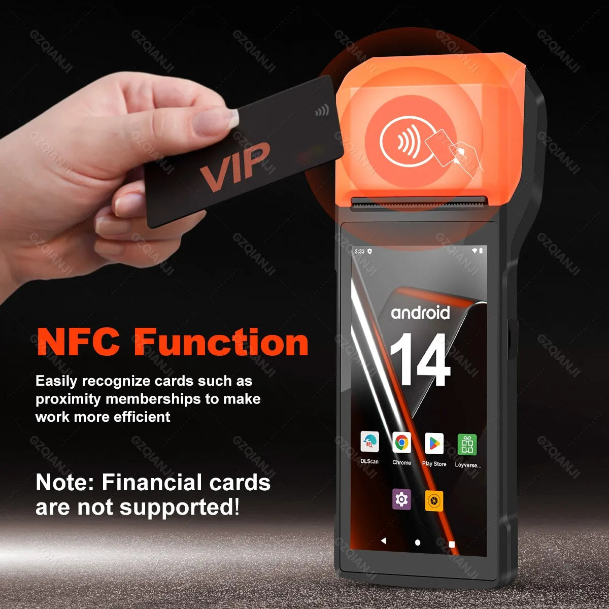 4G Android 13/14 Handheld POS Printer with 58mm Thermal Printing, 1D2D Scanner, NFC optional Compatible with Loyverse POS, Grab