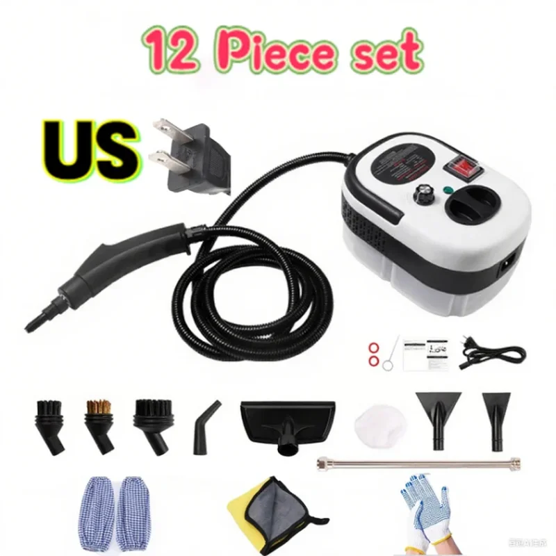 Home Steam Cleaning Machine 2500W Power 3BAR High Pressure 15s Quick Steam Generation 6‑Gear Steam Adjustment 1200CC Transparent Water Tank for Kitchen Bathroom Glass Tile Car Interior Complete Accessory Kit