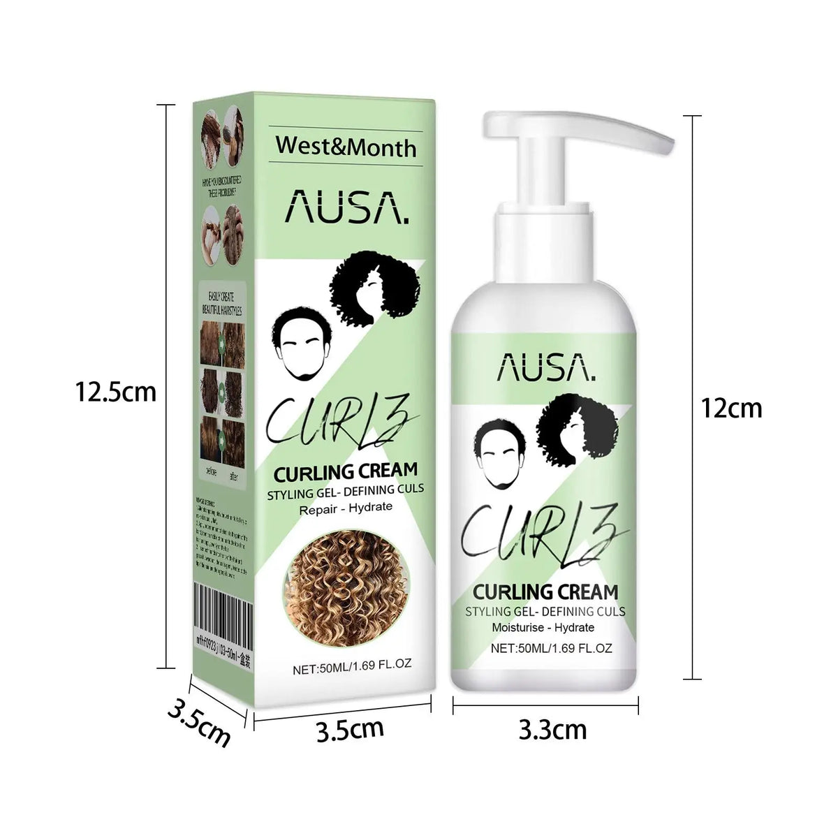 Moisturizing Curly Elastin Mousse 50ml Easy Application Hair Cream for Curly Hair Care Styling