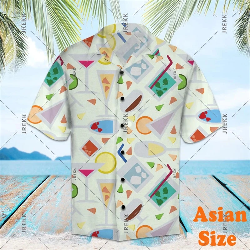 DJ Music Party Neon Print Hawaii Shirt Men's Clothing Cool Guitar Streetwear Shirts Bar Personality Trend Button Blouse 2025