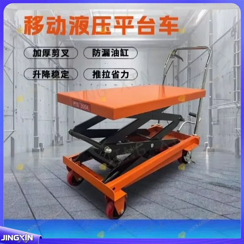 Manual Hydraulic Scissor Lift Platform Truck Mobile Loading Unloading Trolley Electric Lifting Table Cart for Warehouse