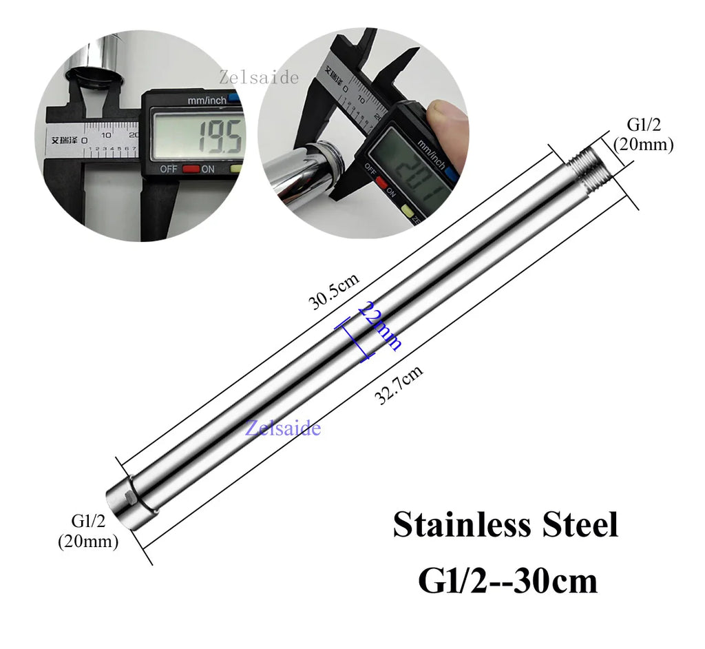 10/20/30/40/50/60/70cm brass/stainless steel shower extension rod, shower lengthen pipe