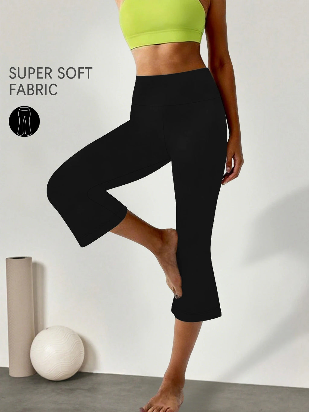 High Waisted Capri Pants For Women,Super Soft Tummy Control Flare Leggings,Workout Running Yoga Athletic Leggings