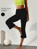 High Waisted Capri Pants For Women,Super Soft Tummy Control Flare Leggings,Workout Running Yoga Athletic Leggings