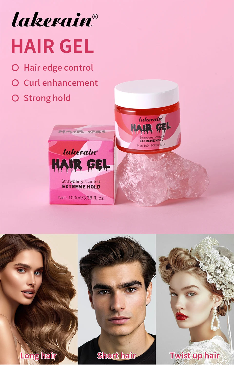 Edge Control Hair Styling Cream For Men Anti Frizz Moisturizing Non Sticky Curl Defining Smoothing Hair Wax For Hairline Edge