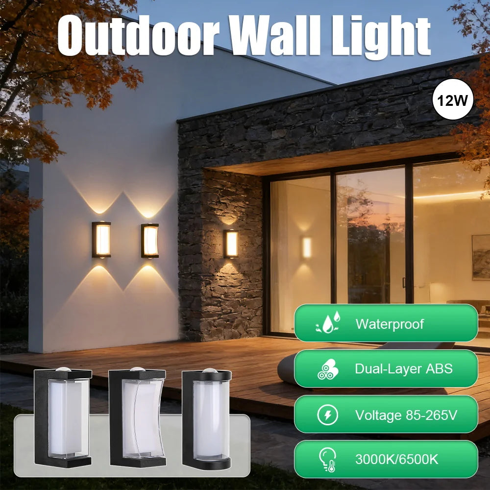 Outdoor Wall Light 85-265V IP65 Waterproof 25W 12W Garden Corridor Balcony wall lamp courtyard Decor Warm Light exterior Stairs