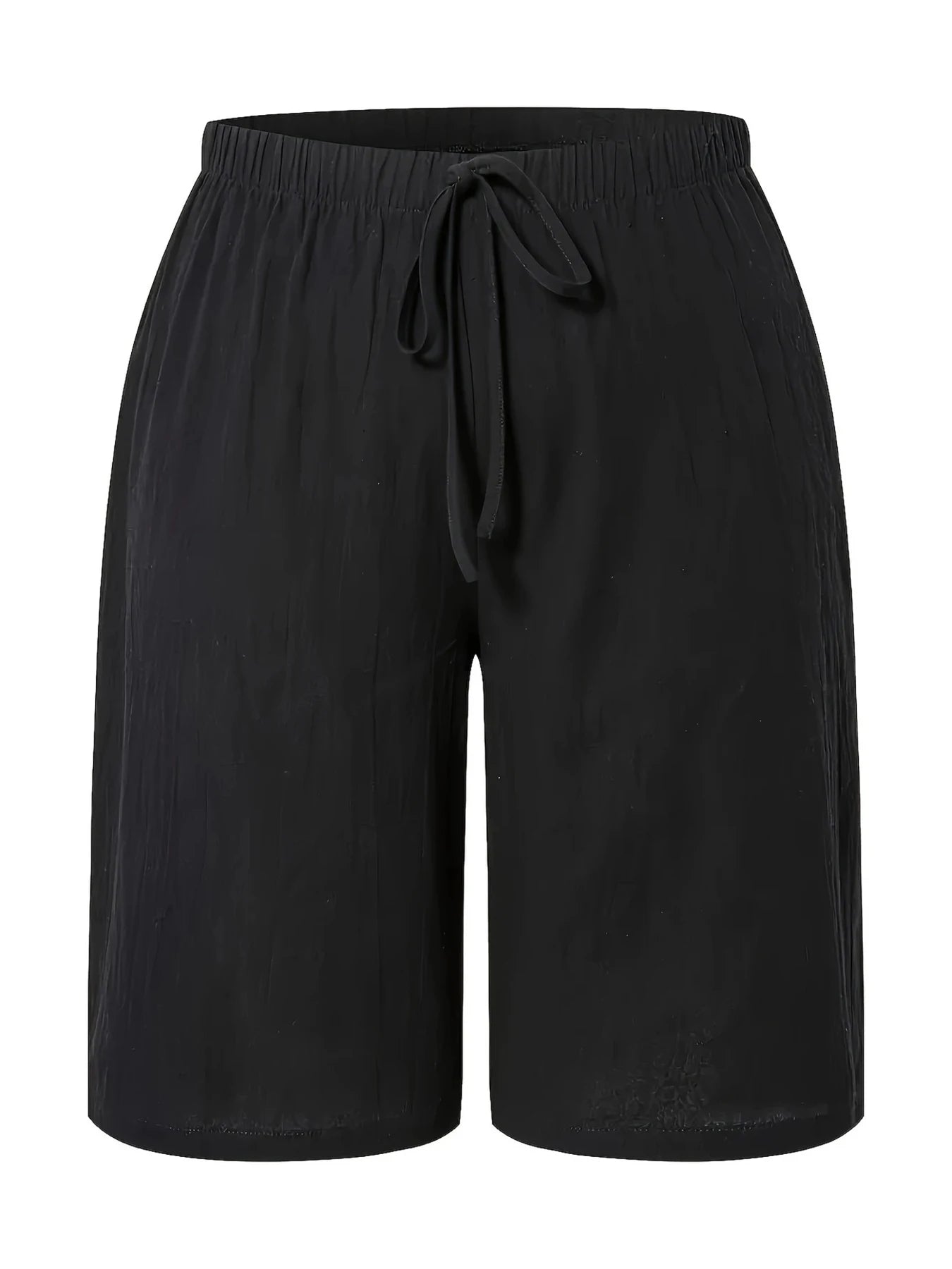 Women's Elastic Waist Drawstrings Casual Wide Leg Knee Length Pants‌