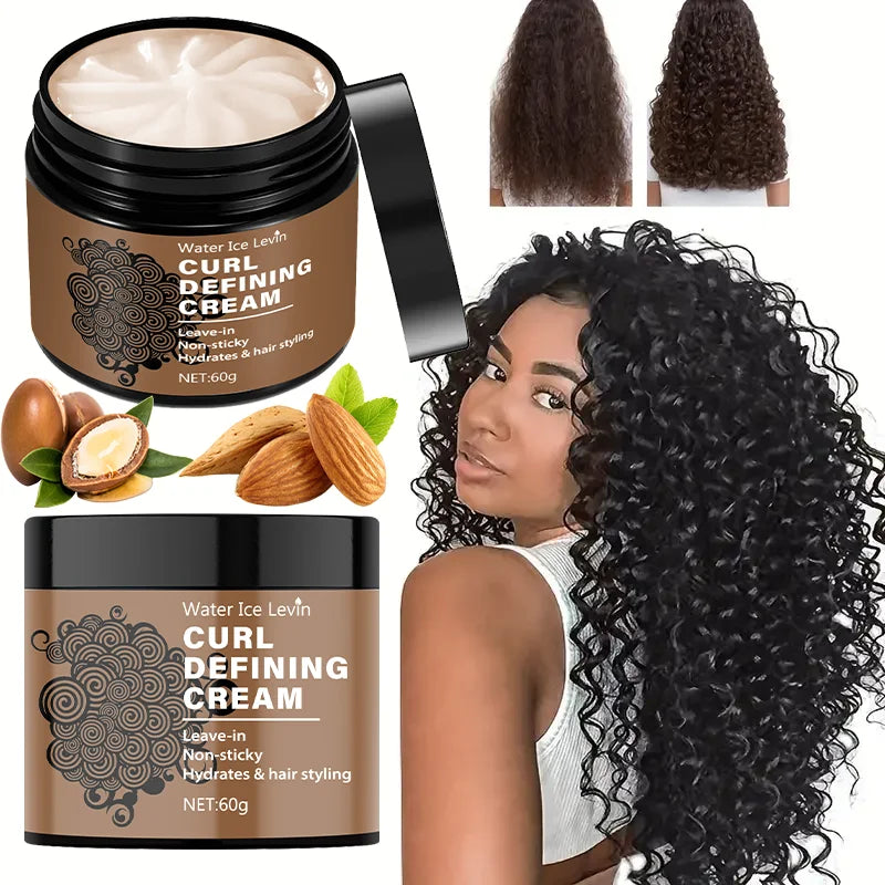 60g Curly Hair Styling Cream, Injection Castor Seed Oil - Anti-Frizz, Maintaining Moisturizing and Elasticity, Suitable for Dry and Curly Hair, Suitable for Both Men and Women