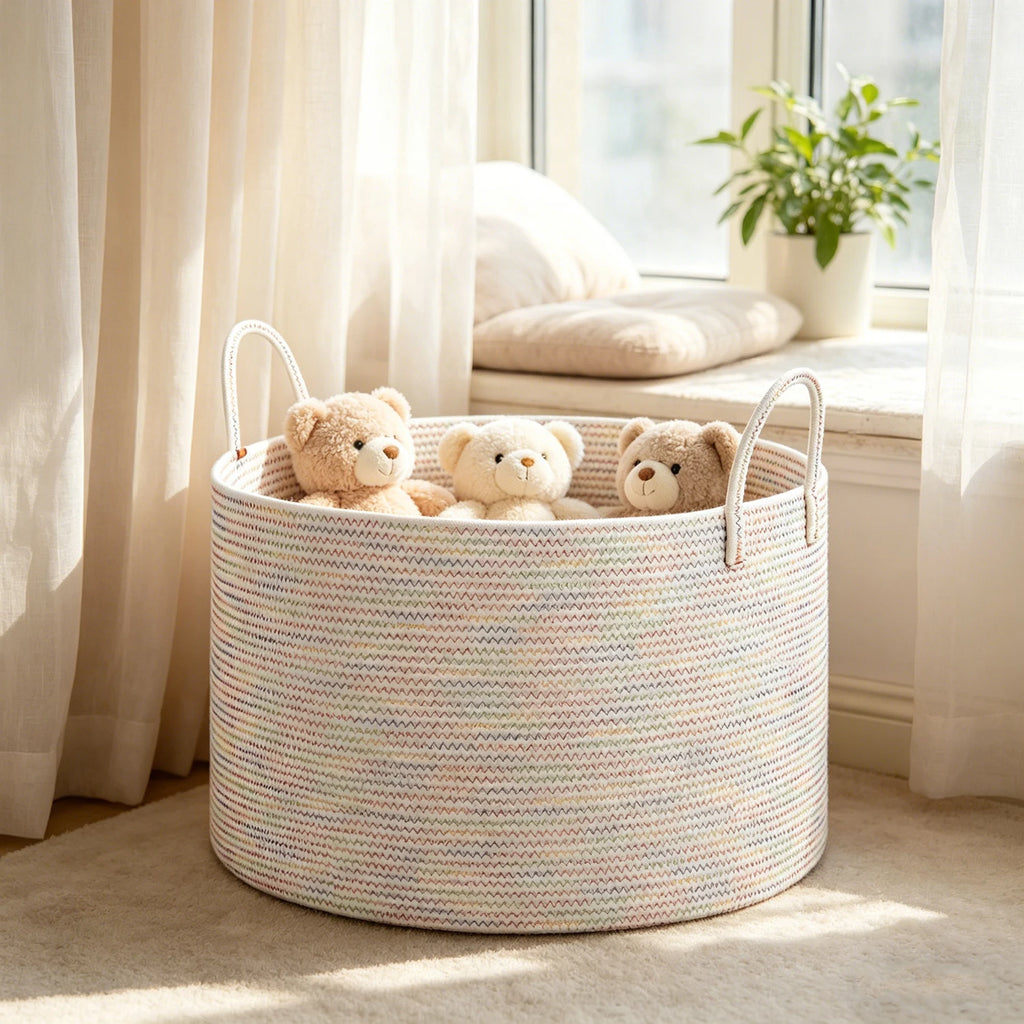 Extra Large Storage Basket, 70L Woven Blanket Storage for Living Room, Round Basket for Clothes, Big Laundry Hamper