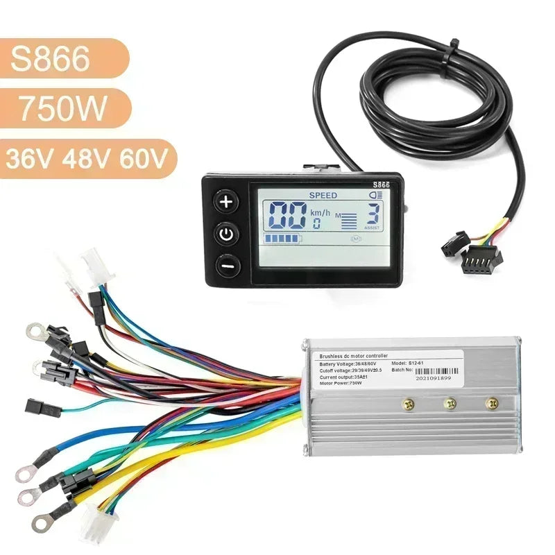 Electric Bike Brushless Controller 25A 35A with LCD Display Electric Bicycle Scooter E-bike Accessories Parts 36V 48V 750W 500W