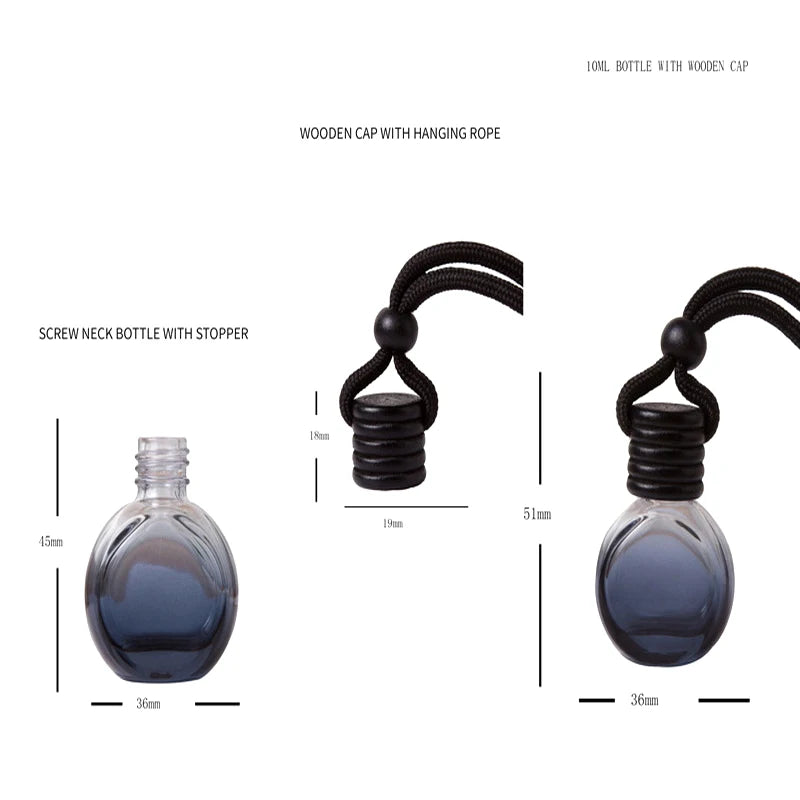 New 1Pc Black Cap Dyed Square Cap Empty Bottle Car Essential Oil Diffuser Fragrance Air Freshener Scent Perfume Bottle Ornament