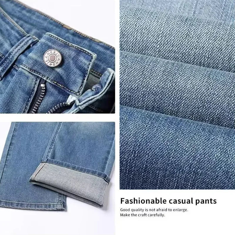 Men New Spring Autumn Jeans Male Fashion Loose Straight Leg Lightweight Denim Pants Comfortable Daily Commute Trousers