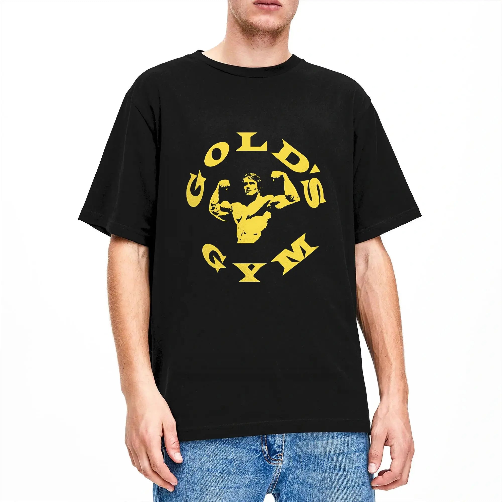 Men T-Shirts Arnold Schwarzenegger Golds Gym Casual 100% Cotton Tees Short Sleeve  T Shirt Crew Neck Tops 6XL