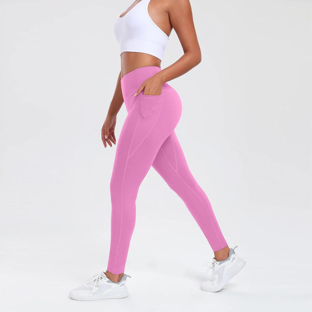 Women Butt Lifting Fitness Leggings With Pockets Tummy Control Sports Pant High Waist Fitness Tights Gym Clothing Sportswer
