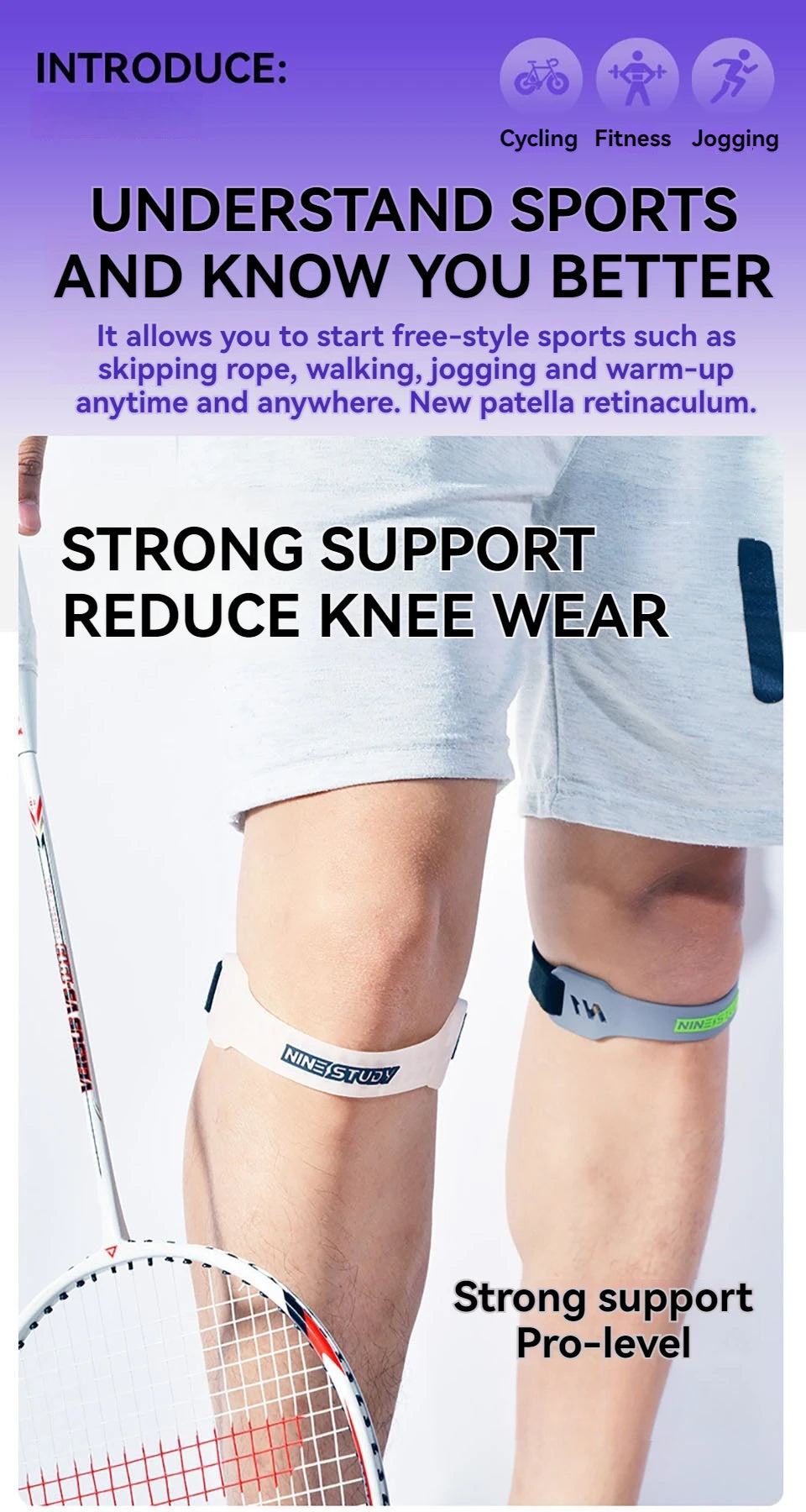 GOBYGO 1Pcs Sports Knee Pads Patella Strap Fitness Supports Protecting Knee Patella Support Cushion Pressure Basketball Running