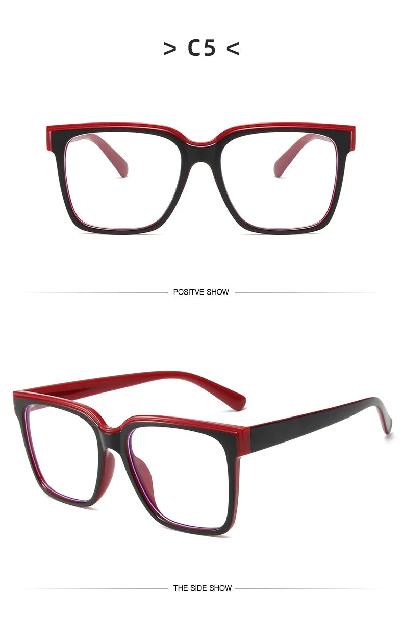 Fashion Double Color Women Cat Eye Glasses Frame Retro TR90 Clear Anti-Blue Light Eyewear Men Optical Blue Yellow Frame