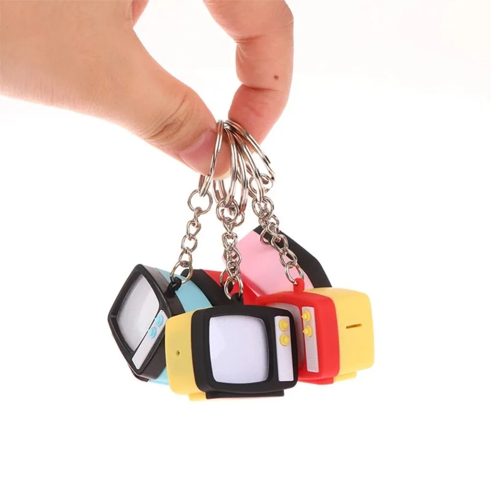 Creative Retro Television Keychain Miniature Television Tv Keychain Pendant Creative Children  Model  Led Keychain Home