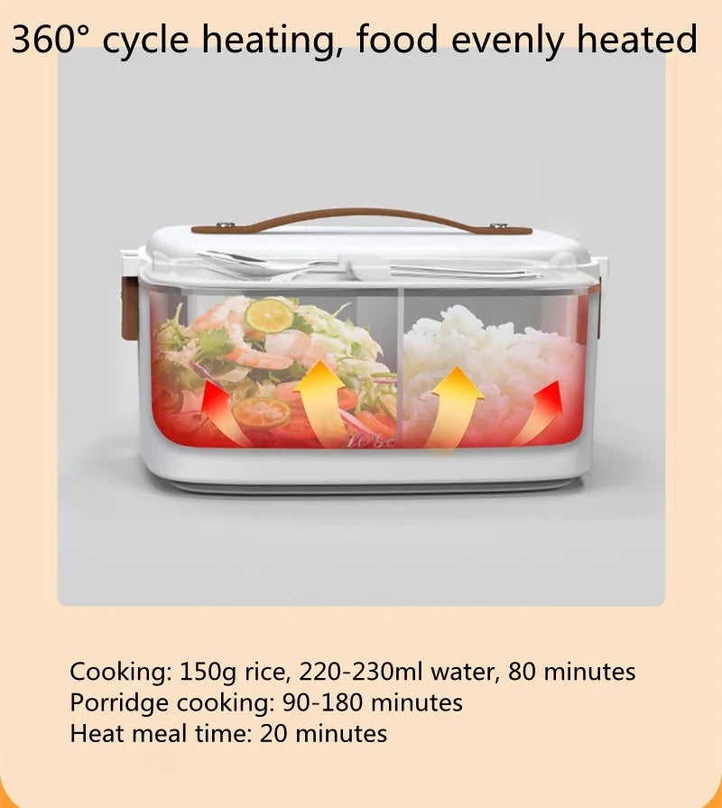 1.8L Car Microwave Oven 12V/24V Multi-Functional Rice Cooker Large Capacity Water-Free Heating Lunch Box