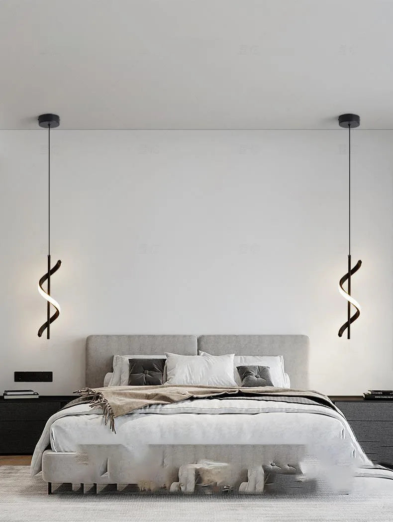 Lustre Bedside Rotating Chandelier Pendant Lights Lampara Colgante Techo Luminaire Suspendu Quarto Casal Chambre Kroonluchters