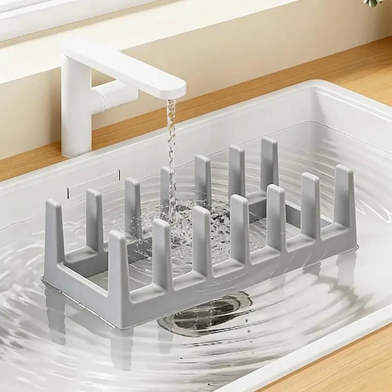 6 Grid Kitchen Organizer Rack Space-Saving Drying Storage Tray For Pots Pans Lids & Cutting Boards- Durable Countertop Organizer