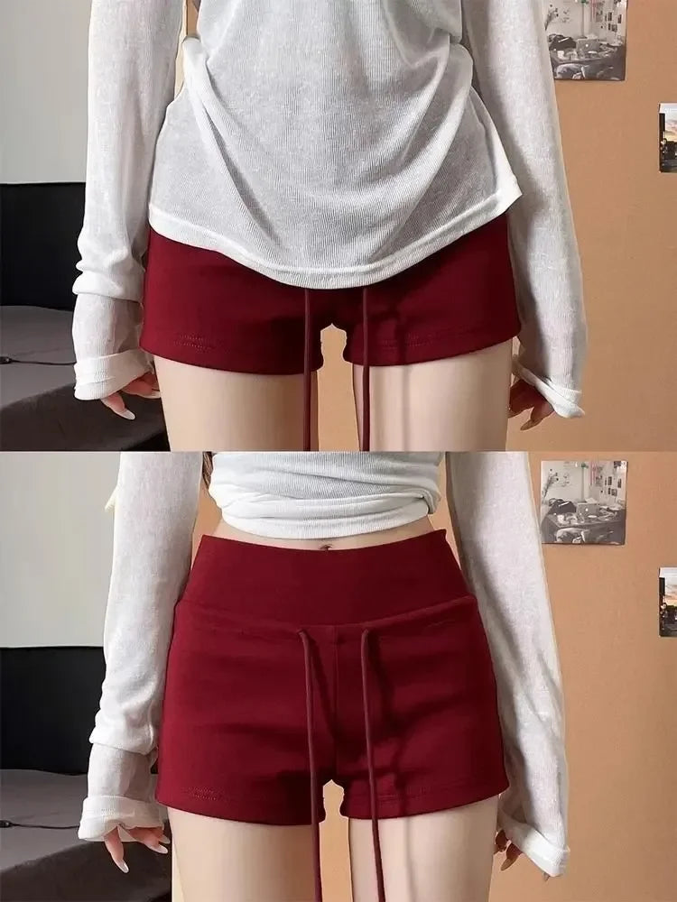 Drawstring Casual Sports Shorts For Women High Waist Solid Summer Short Pant Female Yoga Running Outfit Clothes Korean Hot Pants