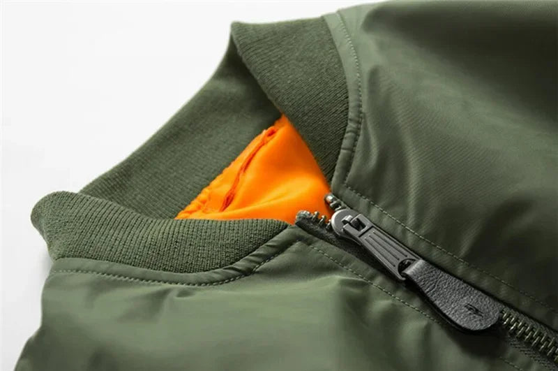 American Style Thickened Baseball Uniform Autumn Winter Army Green MA-1 Bomber Jacket Plus Size Stand Collar Work Jacket For Men