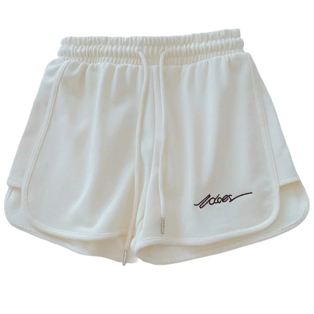 High-Waisted Elastic Women Sports Shorts for Running Fitness Casual Home Use Loose Fit Polyester Spandex Shorts
