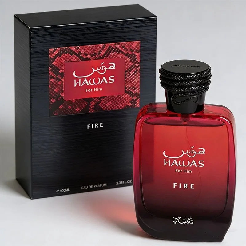 Hawas Fire Eau De Parfum Spray 100ml (3.4oz) - Bold and Long-Lasting Arabic Perfume with Fiery Essenc.e