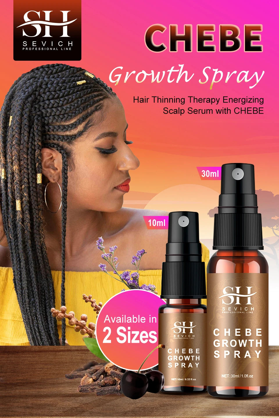 100% Chebe Powder From Chad Africa Women Traction Alopecia Treatment Oil Men Fast Hair Growth Spray Hair Loss Treatment Sevich