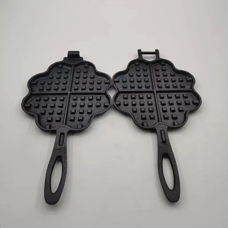 Cast iron waffle mold uncoated non-stick for home and commercial use DIY baking waffle maker