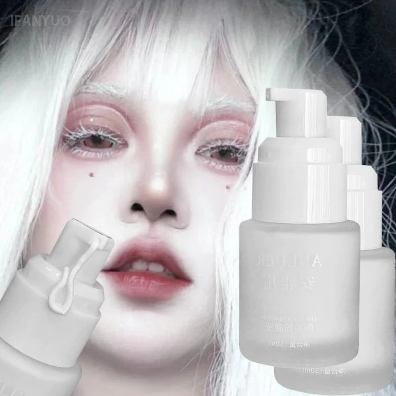 White Liquid Foundation Makeup, Matte Full Coverage Concealer, Waterproof Oil Control Face Paint for Cosplay Halloween Stage