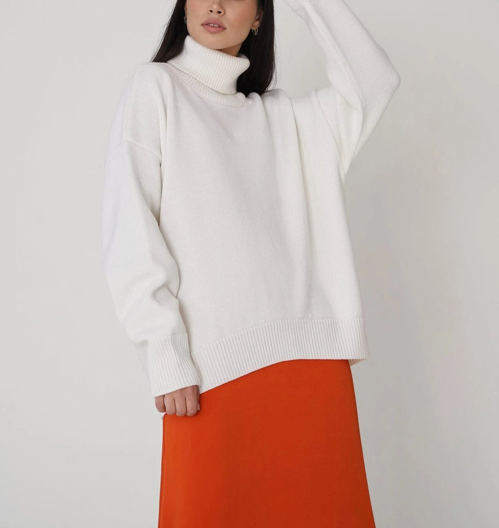 Bornladies Women Turtleneck Sweater CHIC Autumn Winter Thick Warm Pullover Top Oversized Casual Loose Knitted Jumper Female Pull