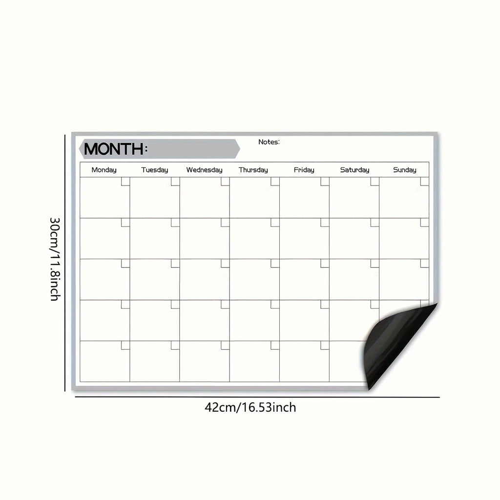 Material Magnetic Refrigerator Calendar - Dry Erase Monthly Planner - 17x12 Rectangle Whiteboard Fridge with 4 Markers and Erase