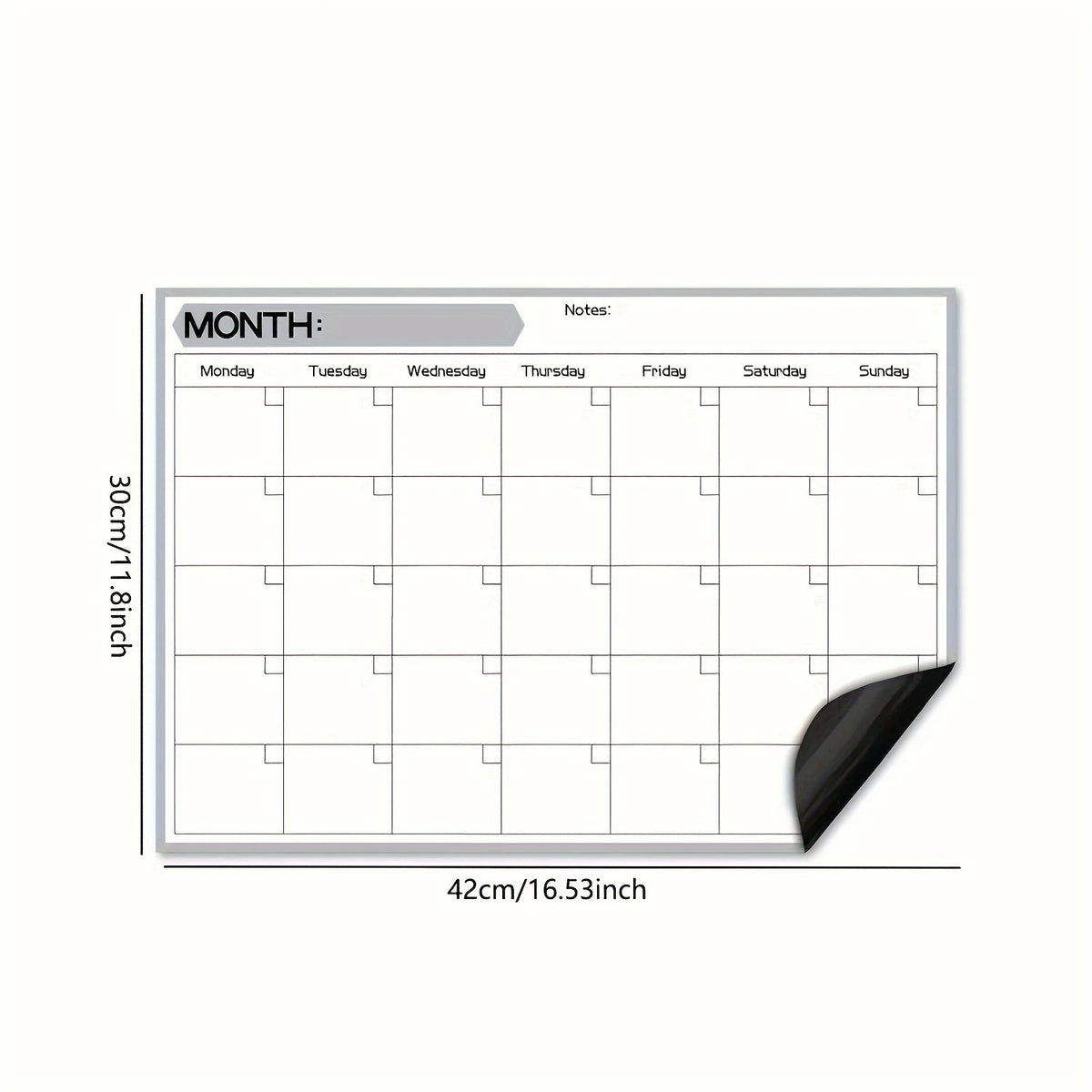 Material Magnetic Refrigerator Calendar - Dry Erase Monthly Planner - 17x12 Rectangle Whiteboard Fridge with 4 Markers and Erase