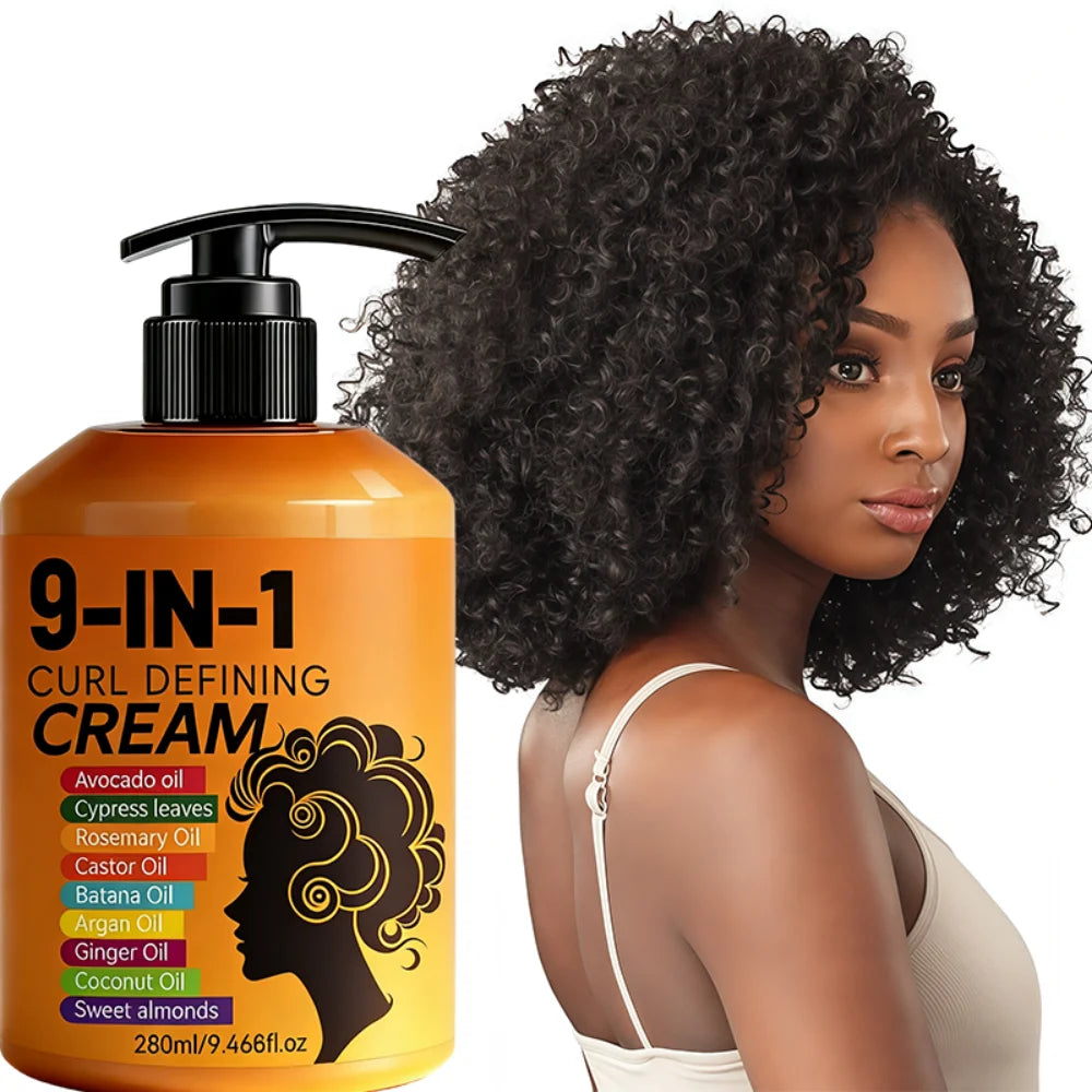 280ml Curly Hair Styling Cream, Moisturizing and Smoothing Formula, Enhances the Elasticity and Shine of Curly Hair, Easy to Set