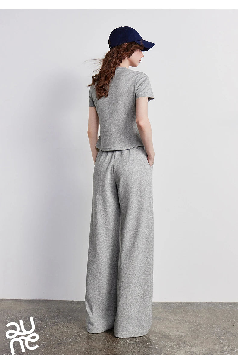 TOYOUTH Women Two Piece Set 2026 Summer New T-Shirt Wide Leg Pants Color Block Splicing Casual Sporty Trendy Outfits