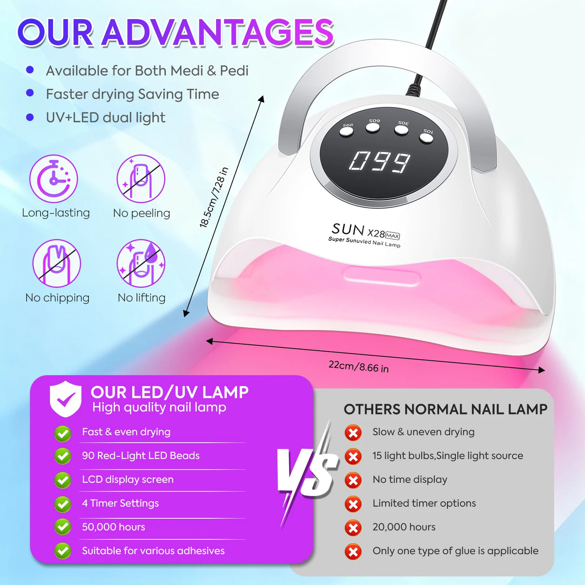 DianaBeauty 90LEDS LED UV Nail Lamp Dryer For Nails 380W Gel Polish Drying Lamp With 4 Timer Setting Auto Sensor Manicure Lamp