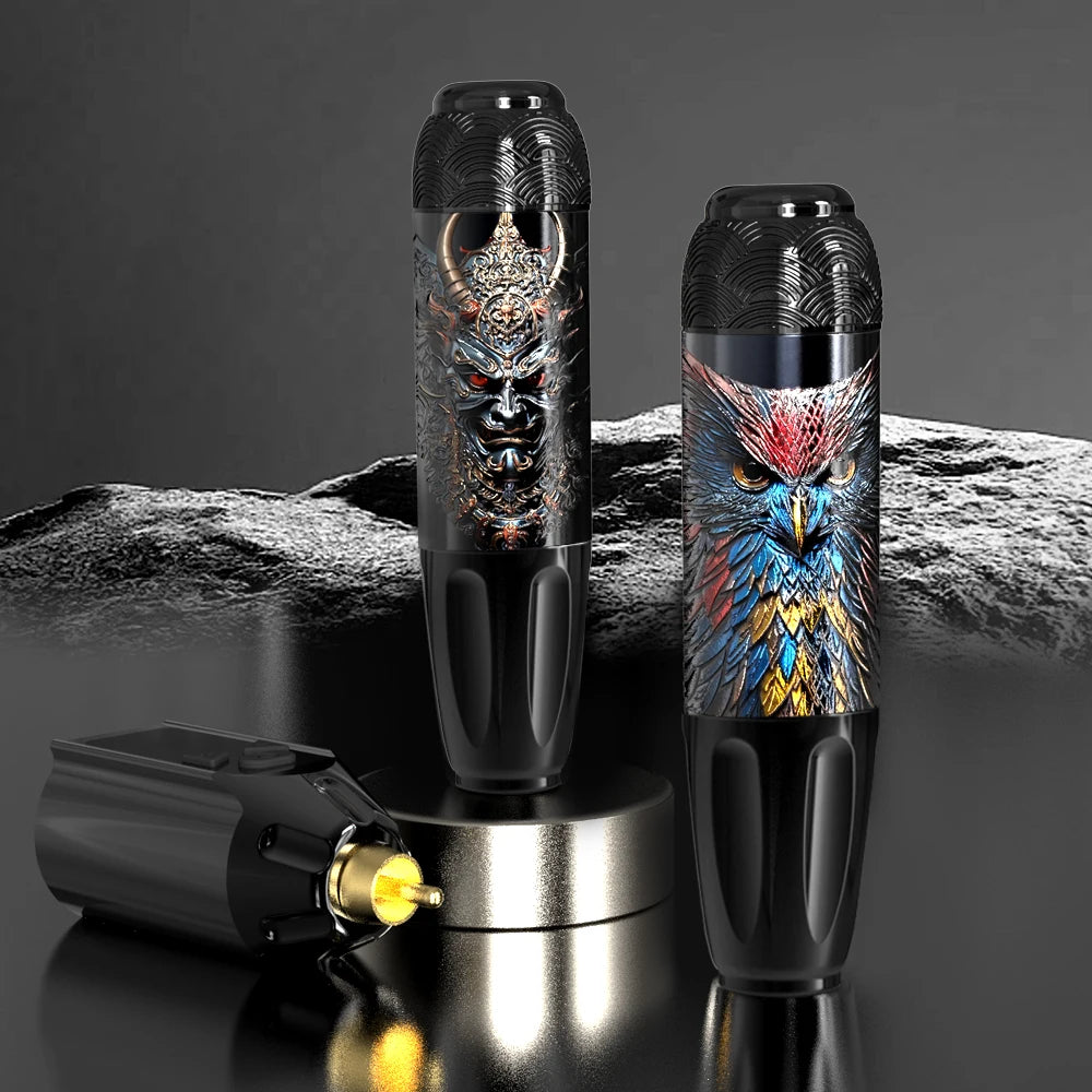 Demon Pattern Wireless Tattoo Pen Kit, LED Screen, 20 Needle Cartridges, Inks  Full Tattoo Accessories
