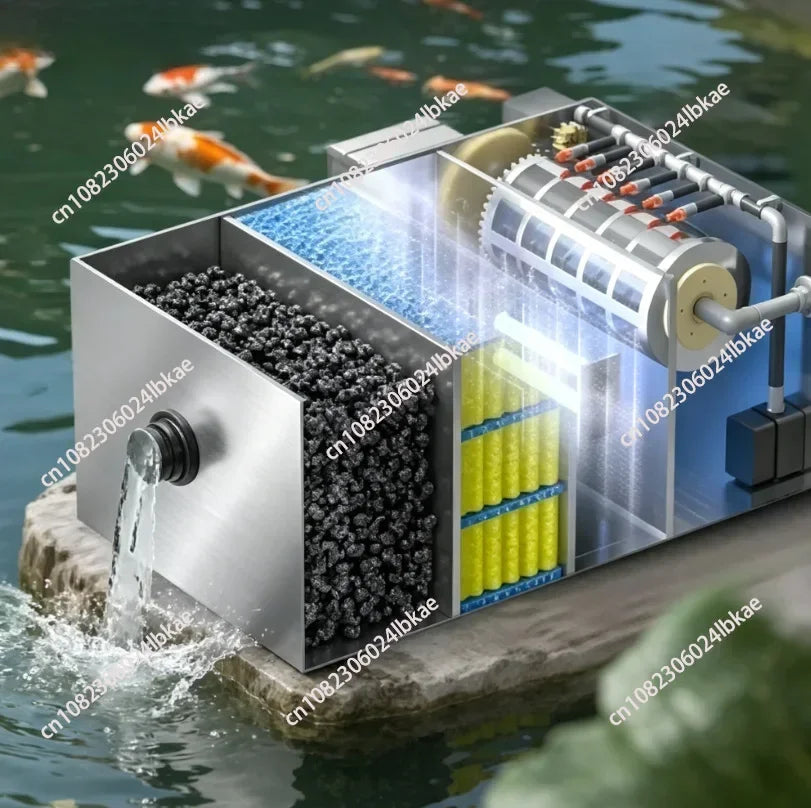 Aquaculture Drum Filter Stainless Steel Micro Screen Pond Water Recirculation Waste Remover Strainer