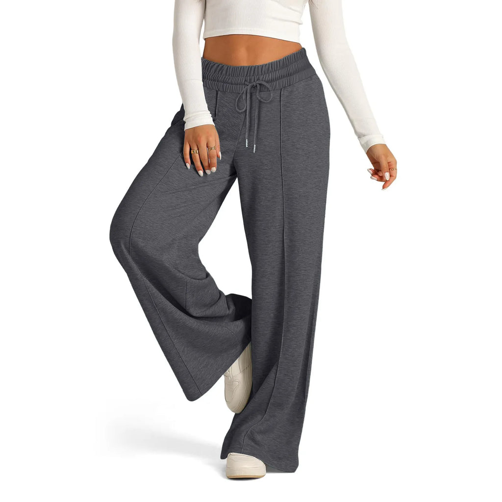 Womens Wide Leg Sweatpants High Waisted Baggy Flared Pants Drawstring Athletic Joggers Casual Daily Wear Loose Yoga Sports Pants