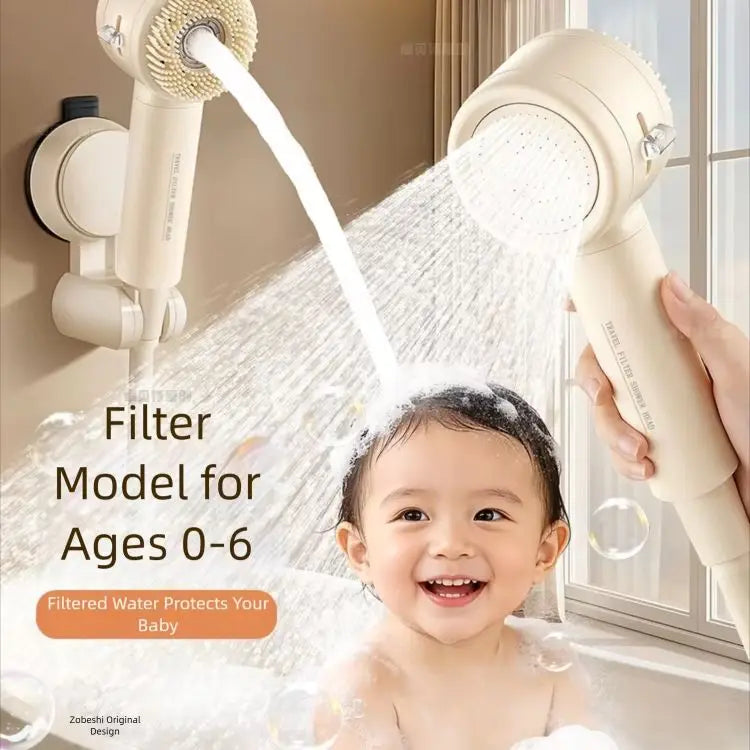 Double Sided Filter Shower Head   2 Mode Adjustable Water Purifying One Key Water Stop Anion Filter Handheld Shower Head
