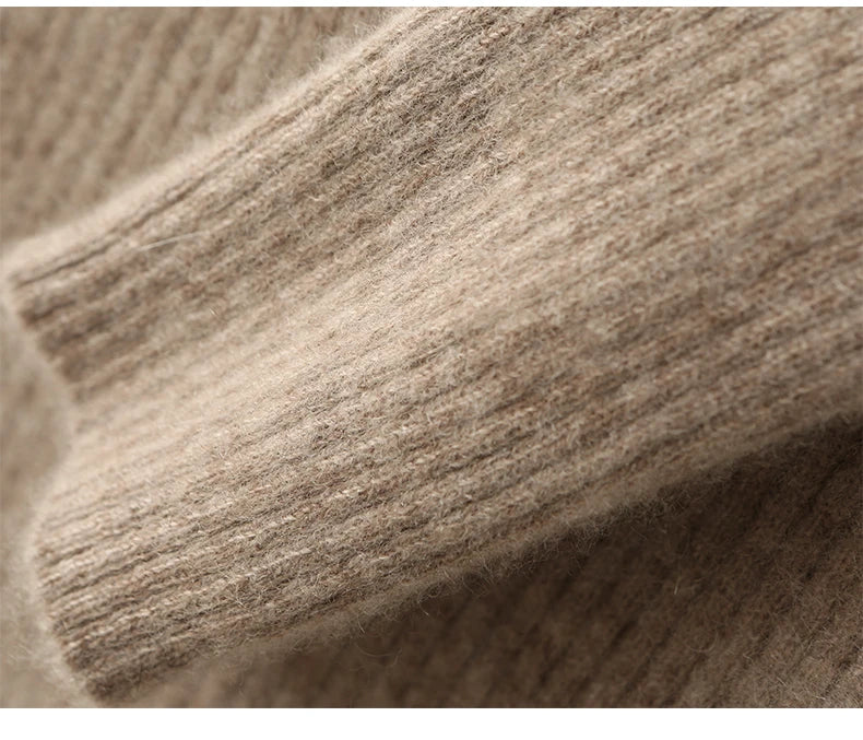 Autumn and winter semi high neck drawstring high elasticity slim fit 100% wool pullover dress, mid length over knee cashmere