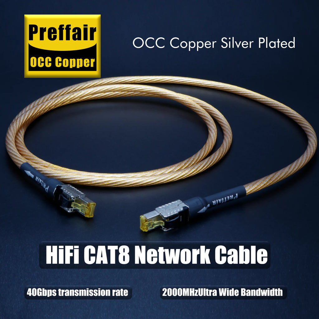 Ethernet Cable CAT8 40Gbps 2000MHz OCC Copper Network Cable Gold Plated Rj45 Lan Cord Patch Wire for Game Laptops PS 5/4 Router
