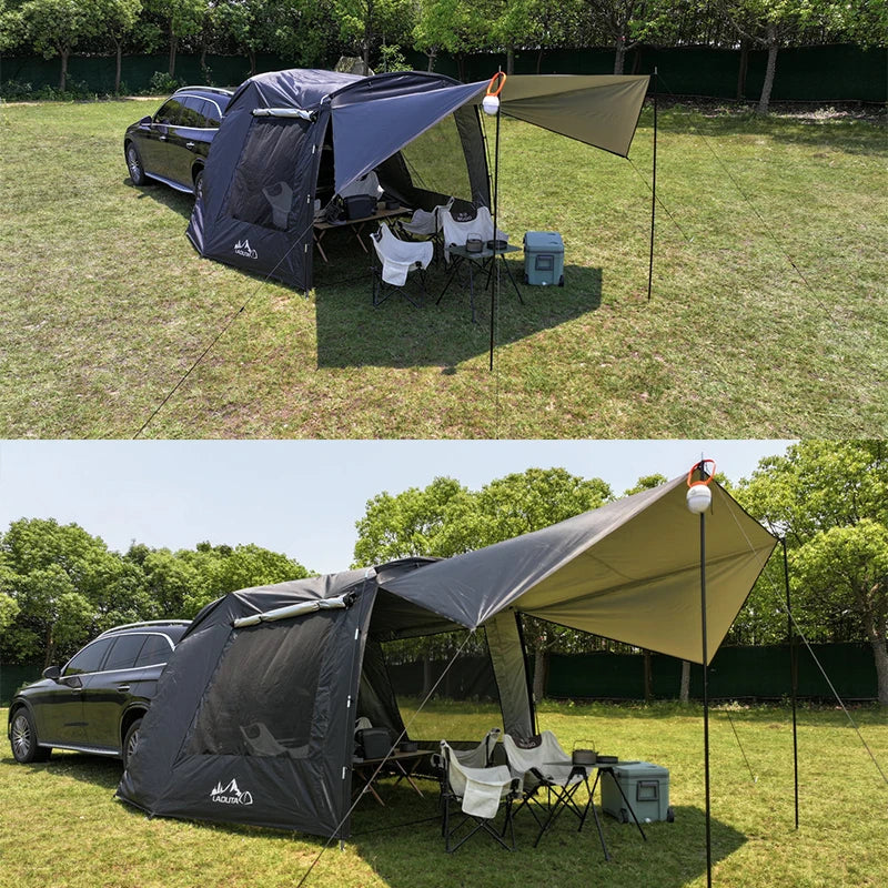 Outdoor SUV Car Camping tent Portable Waterproof Tent 3-4 people Dome Extension tent Sunshade Tunnel style tent,Large tent.