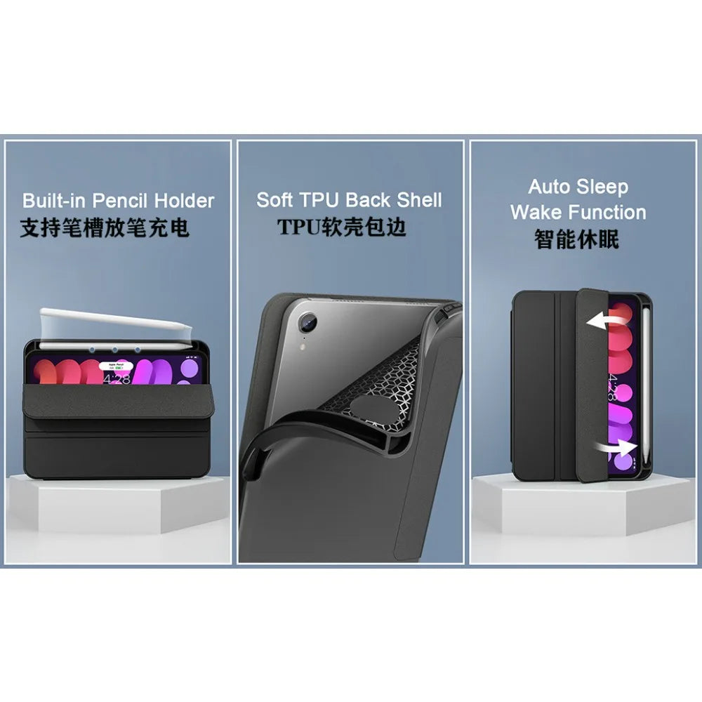 Smart Case For iPad Mini 7 2024 A17 pro 8.3"Mini 6 2021 8.4 A2567 6th Generation Pencil Holder Case iPad Mini 7th 6th Generation